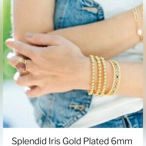 Brand New Set/4 Bead Stretch Bracelets. 2 Gold, Silver, & mixed Gold and Silver